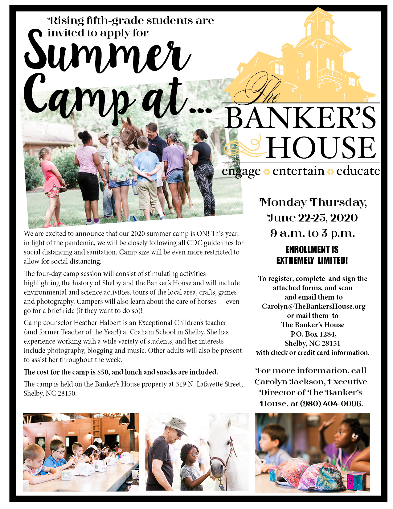 The Banker’s House Summer Camp flyer The Banker's House Summer Camp flyer
